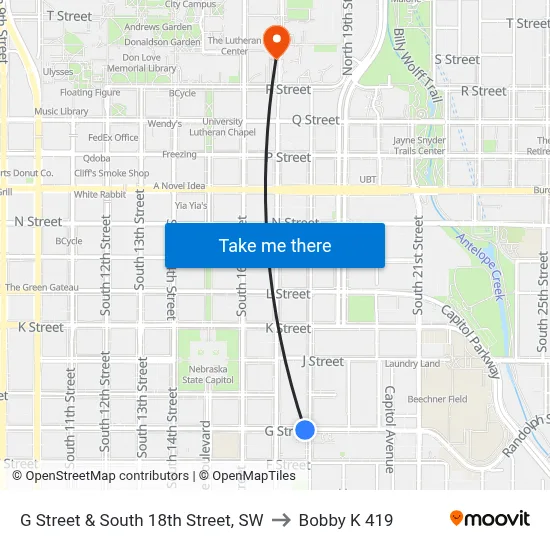 G Street & South 18th Street, SW to Bobby K 419 map