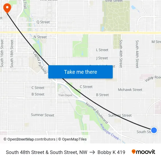 South 48th Street & South Street, NW to Bobby K 419 map