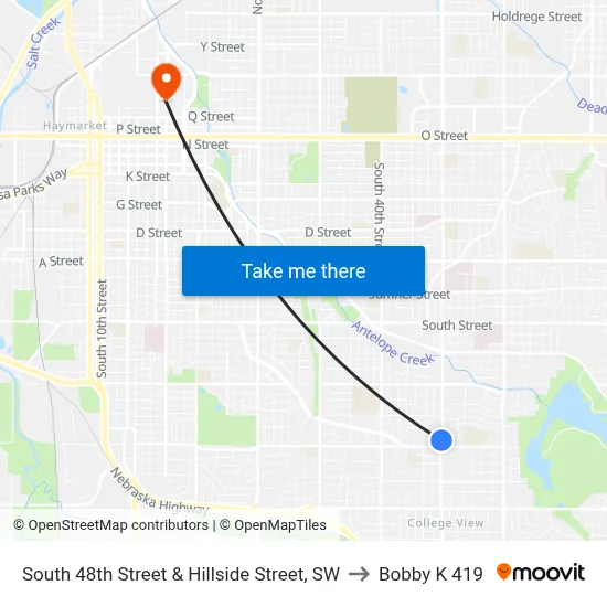 South 48th Street & Hillside Street, SW to Bobby K 419 map