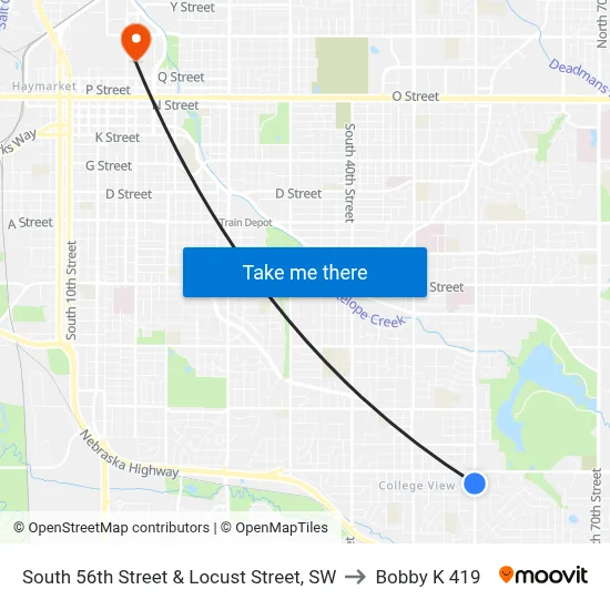 South 56th Street & Locust Street, SW to Bobby K 419 map