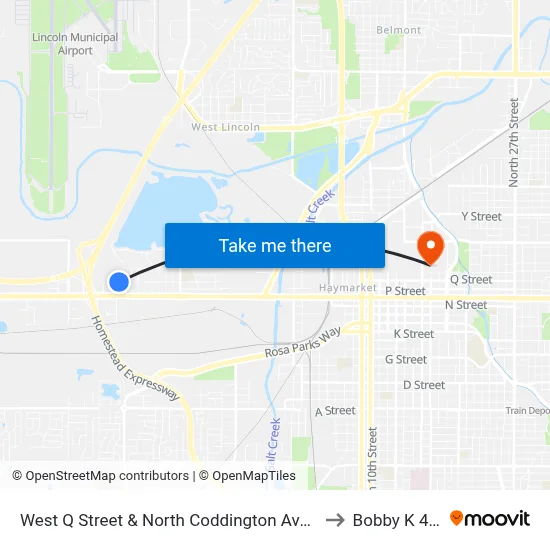 West Q Street & North Coddington Avenue to Bobby K 419 map