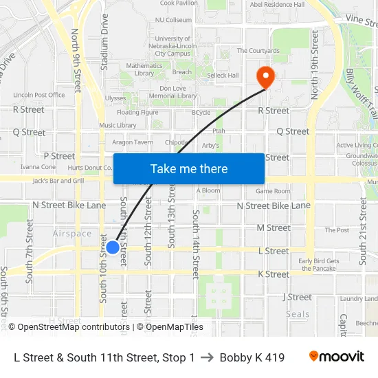 L Street & South 11th Street, Stop 1 to Bobby K 419 map