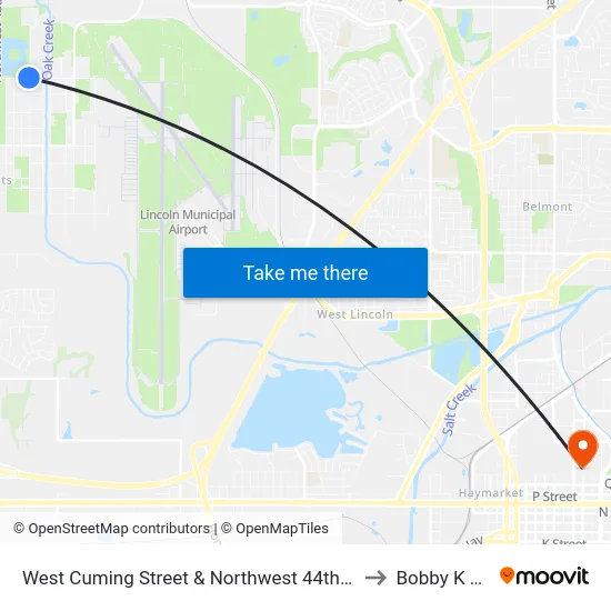 West Cuming Street & Northwest 44th Street to Bobby K 419 map
