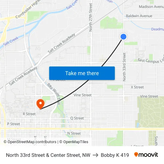 North 33rd Street & Center Street, NW to Bobby K 419 map