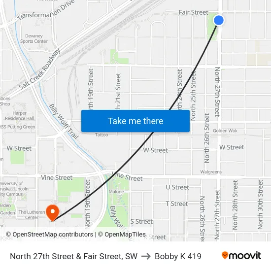 North 27th Street & Fair Street, SW to Bobby K 419 map