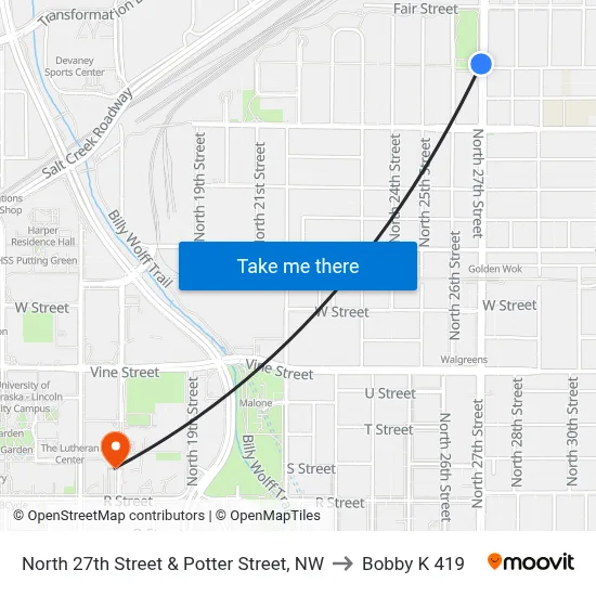 North 27th Street & Potter Street, NW to Bobby K 419 map