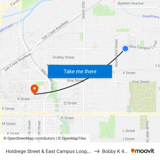 Holdrege Street & East Campus Loop, NE to Bobby K 419 map