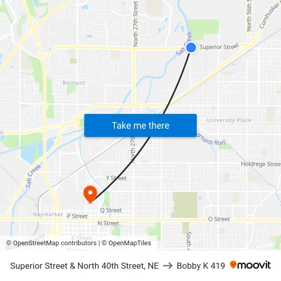 Superior Street & North 40th Street, NE to Bobby K 419 map