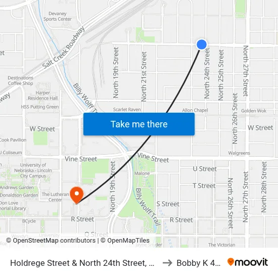 Holdrege Street & North 24th Street, NW to Bobby K 419 map