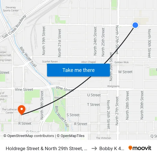Holdrege Street & North 29th Street, NE to Bobby K 419 map