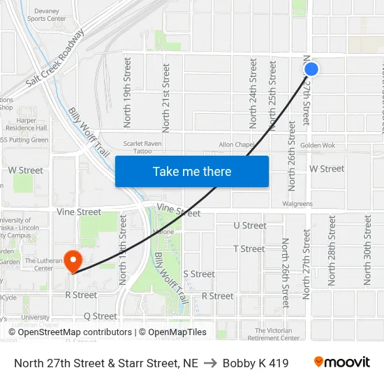 North 27th Street & Starr Street, NE to Bobby K 419 map