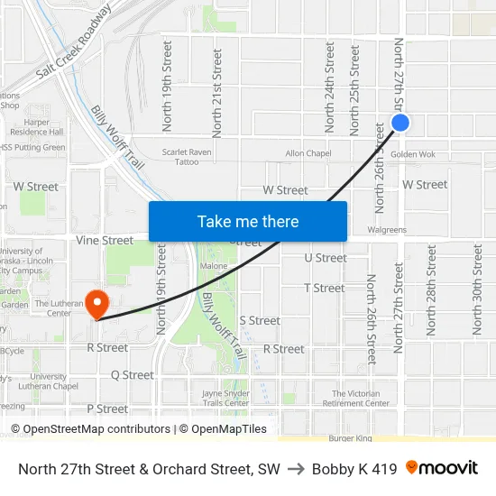 North 27th Street & Orchard Street, SW to Bobby K 419 map
