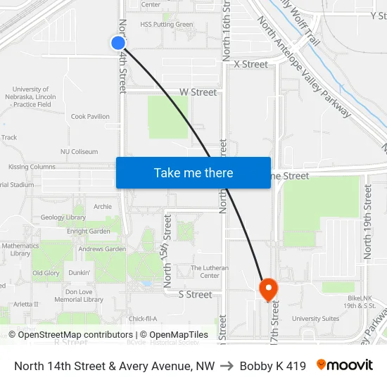 North 14th Street & Avery Avenue, NW to Bobby K 419 map