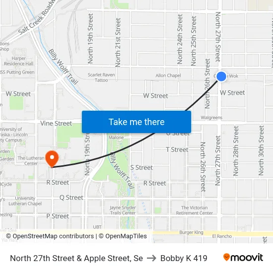 North 27th Street & Apple Street, Se to Bobby K 419 map
