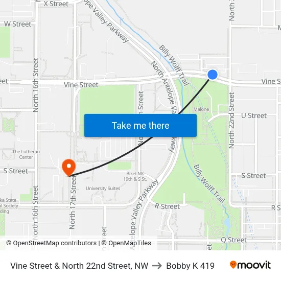 Vine Street & North 22nd Street, NW to Bobby K 419 map