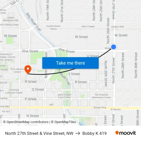 North 27th Street & Vine Street, NW to Bobby K 419 map