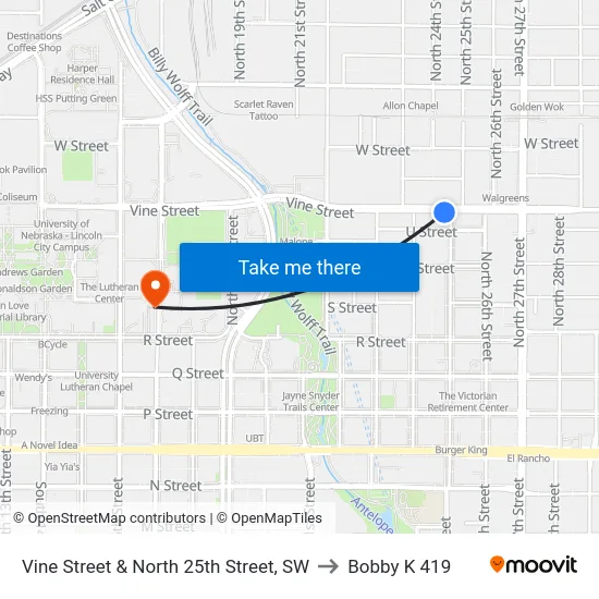 Vine Street & North 25th Street, SW to Bobby K 419 map
