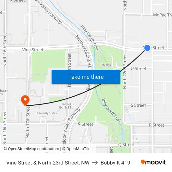 Vine Street & North 23rd Street, NW to Bobby K 419 map