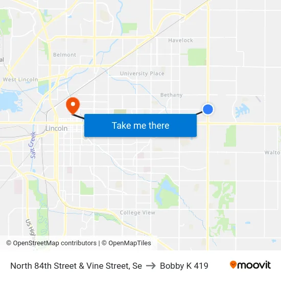 North 84th Street & Vine Street, Se to Bobby K 419 map