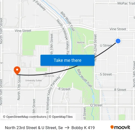 North 23rd Street & U Street, Se to Bobby K 419 map