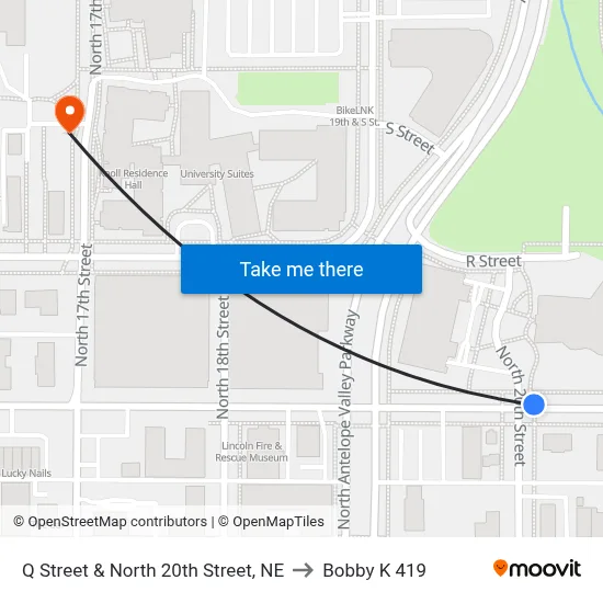 Q Street & North 20th Street, NE to Bobby K 419 map