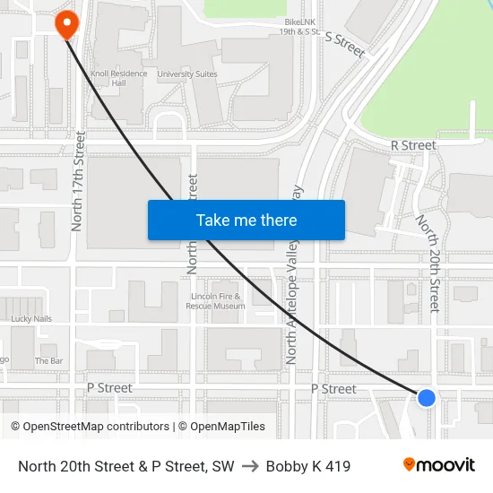 North 20th Street & P Street, SW to Bobby K 419 map