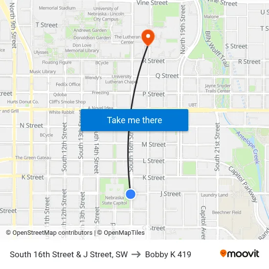 South 16th Street & J Street, SW to Bobby K 419 map