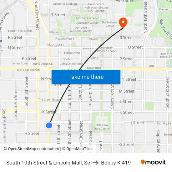South 10th Street & Lincoln Mall, Se to Bobby K 419 map