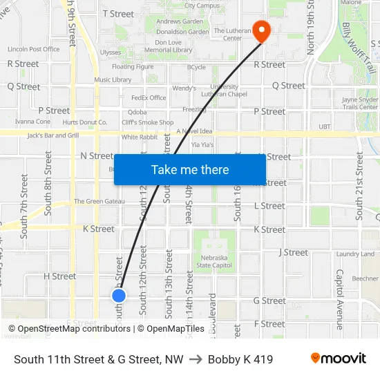 South 11th Street & G Street, NW to Bobby K 419 map