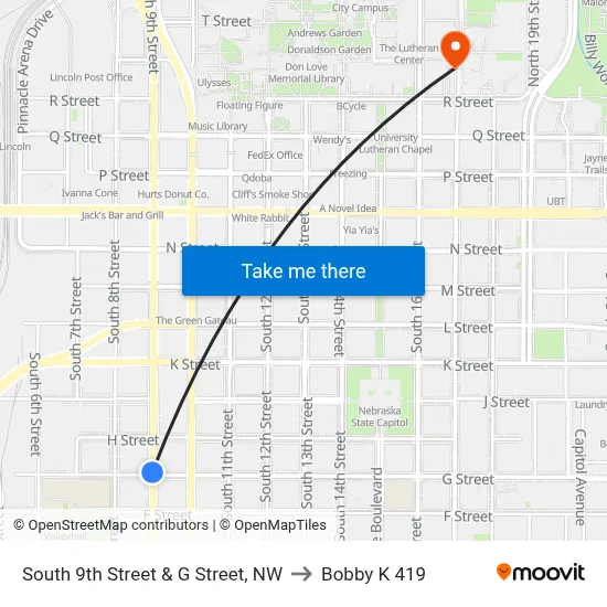 South 9th Street & G Street, NW to Bobby K 419 map