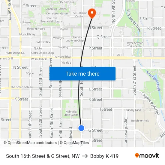 South 16th Street & G Street, NW to Bobby K 419 map