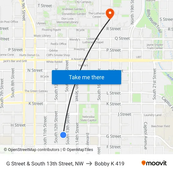 G Street & South 13th Street, NW to Bobby K 419 map