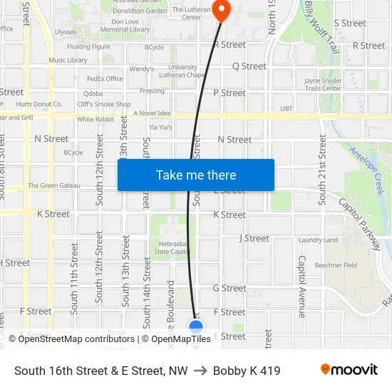 South 16th Street & E Street, NW to Bobby K 419 map