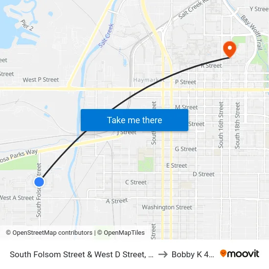 South Folsom Street & West D Street, SW to Bobby K 419 map