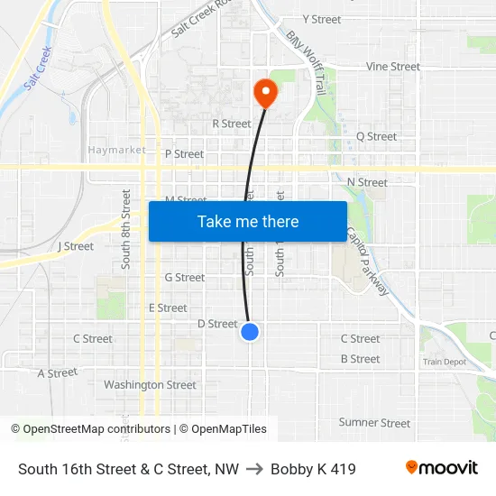 South 16th Street & C Street, NW to Bobby K 419 map