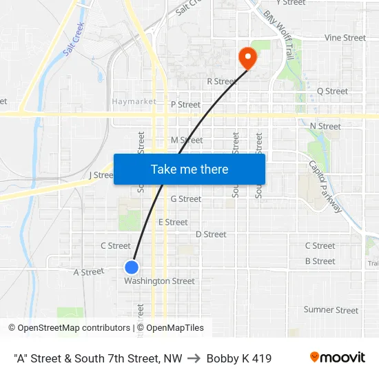 "A" Street & South 7th Street, NW to Bobby K 419 map