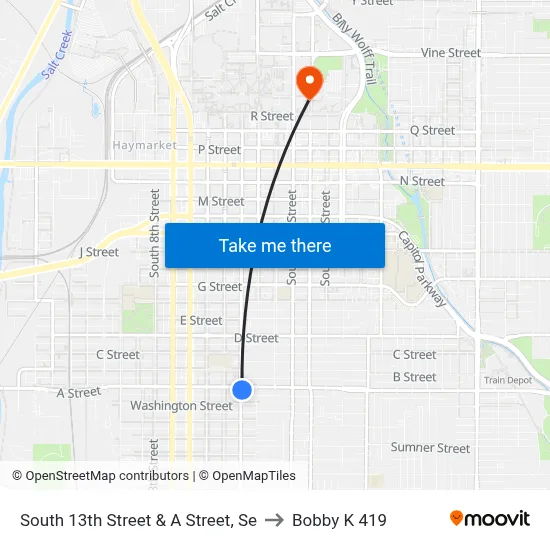South 13th Street & A Street, Se to Bobby K 419 map