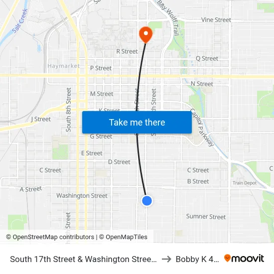 South 17th Street & Washington Street, Se to Bobby K 419 map