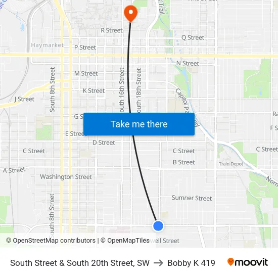 South Street & South 20th Street, SW to Bobby K 419 map
