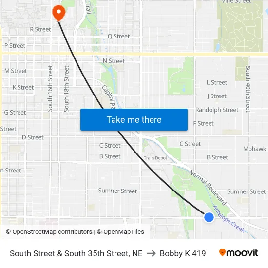 South Street & South 35th Street, NE to Bobby K 419 map