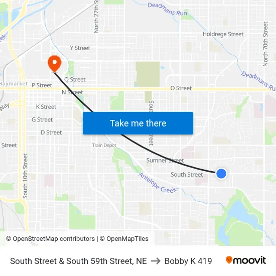 South Street & South 59th Street, NE to Bobby K 419 map