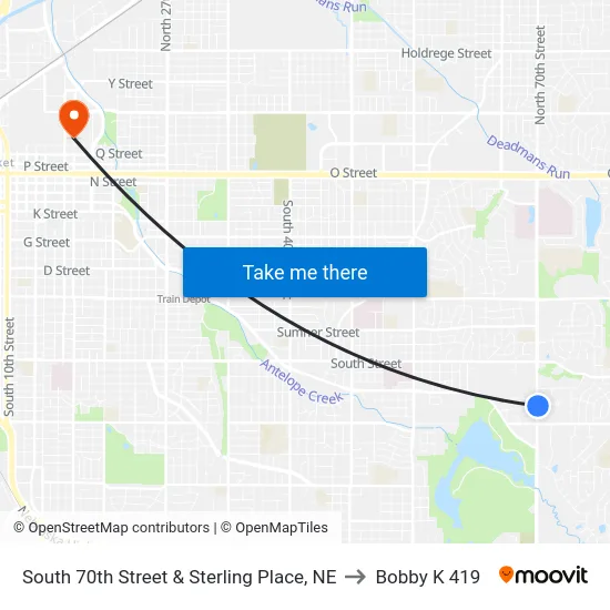 South 70th Street & Sterling Place, NE to Bobby K 419 map