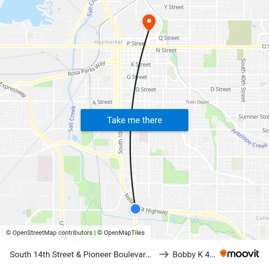 South 14th Street & Pioneer Boulevard, NE to Bobby K 419 map