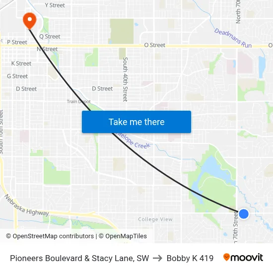 Pioneers Boulevard & Stacy Lane, SW to Bobby K 419 map