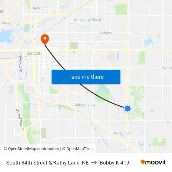 South 84th Street & Kathy Lane, NE to Bobby K 419 map
