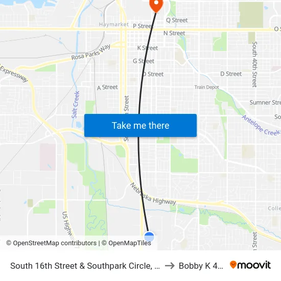 South 16th Street & Southpark Circle, NE to Bobby K 419 map
