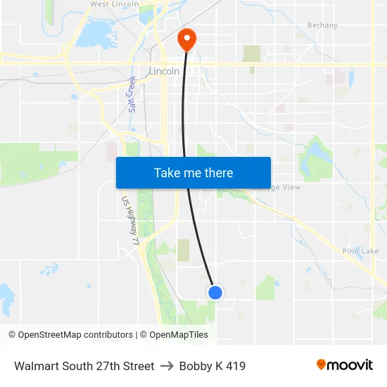 Walmart South 27th Street to Bobby K 419 map