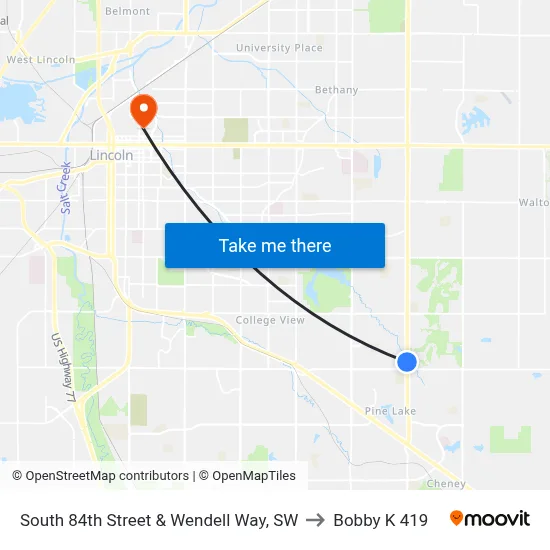 South 84th Street & Wendell Way, SW to Bobby K 419 map