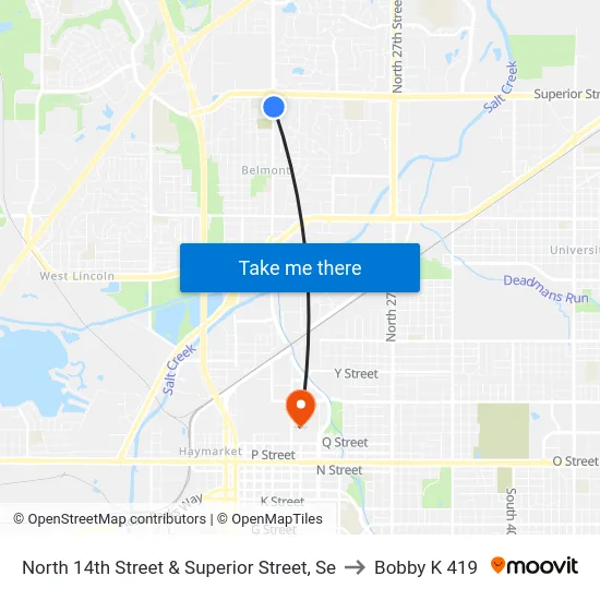 North 14th Street & Superior Street, Se to Bobby K 419 map