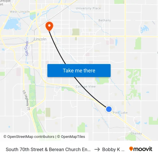 South 70th Street & Berean Church Entrance to Bobby K 419 map